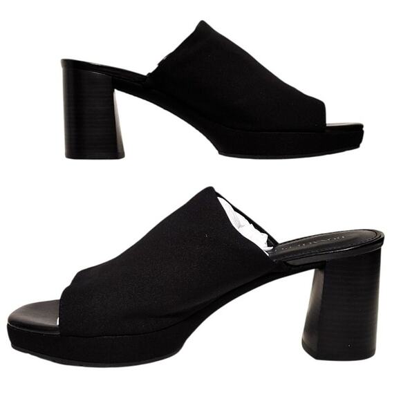 Donald J. Pliner Georgetted Slip On Open Toe Mules Block Heels Black Womens 10 - Picture 1 of 6